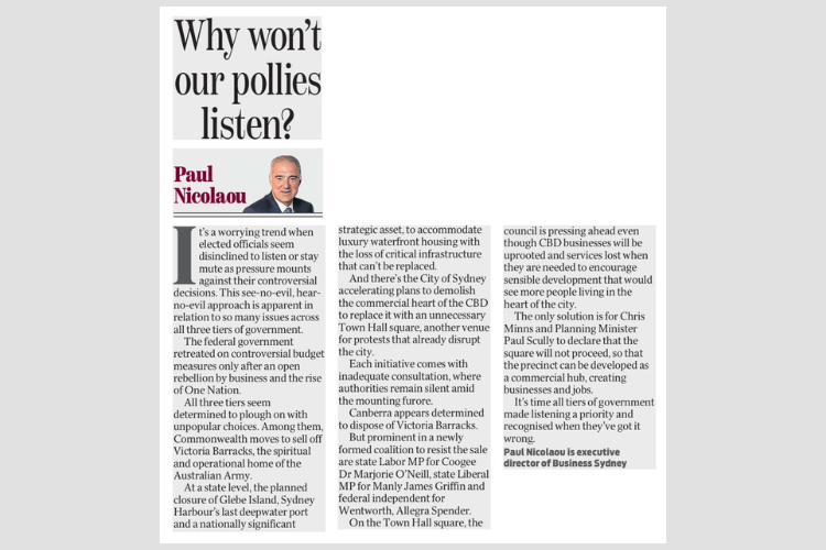 Business Sydney’s Paul Nicolaou on government policies