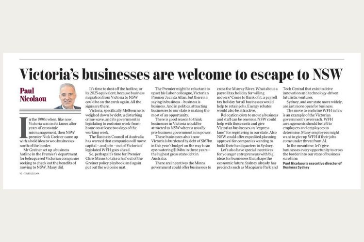 Paul Nicolaou Opinion Victoria's businesses are welcome to escape to NSW