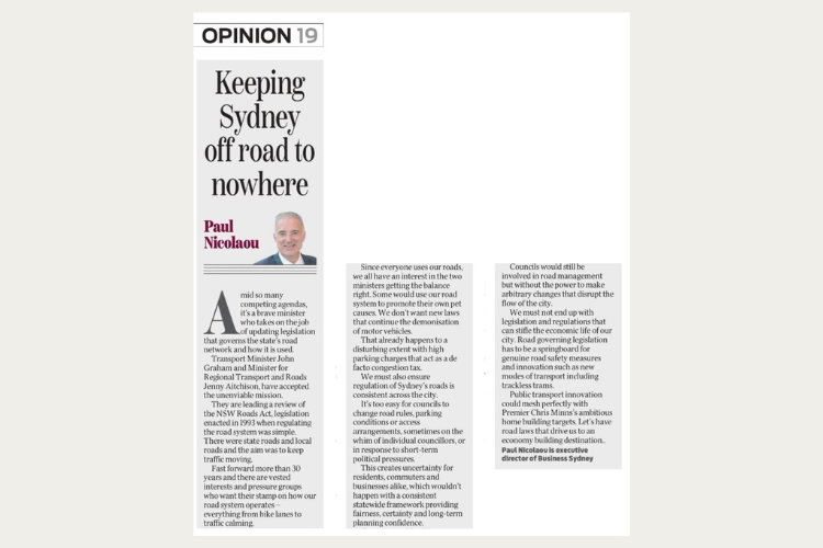 Paul Nicolaou Opinion Keeping Sydney off road to nowhere