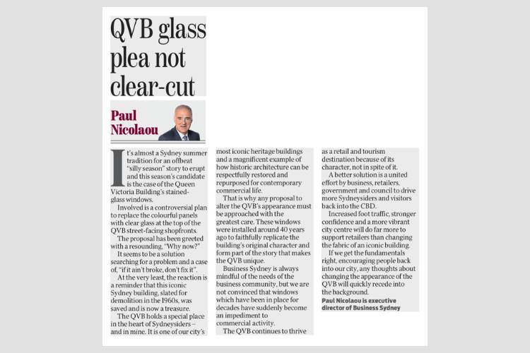 QVB glass plea not clear-cut Paul Nicolaou Opinion Piece