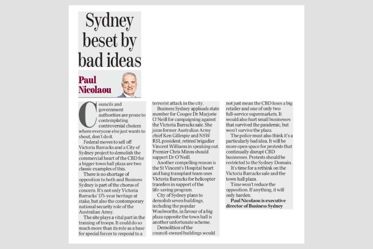 Business Sydney’s Paul Nicolaou calls to retain Victoria Barracks