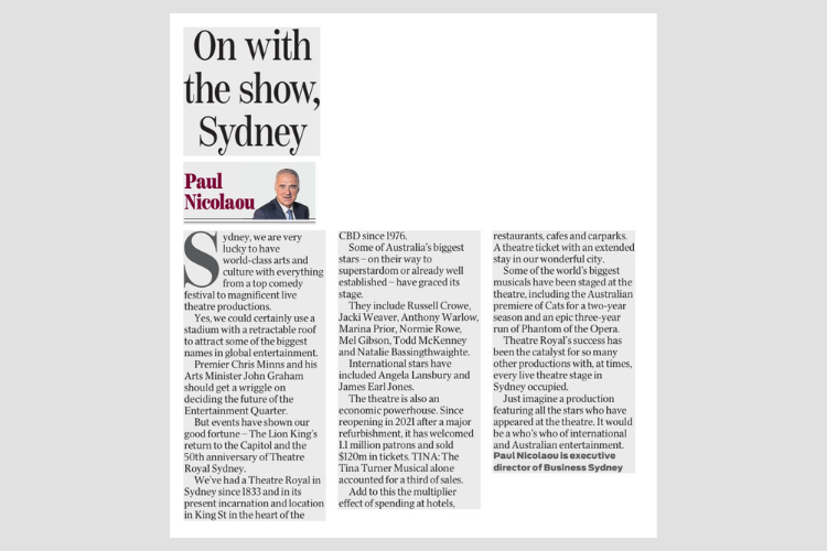 Business Sydney’s Paul Nicolaou on Theatre Royal Sydney